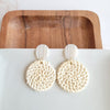 Shop Dominica Earrings - Light Rattan-Lightweight hand-woven light rattan earrings with hypoallergenic posts. Easy, earthy style perfect for everyday wear, travel, and warm-weather outfits.-available at Reef Love online boho-chic boutique