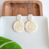 Shop Dominica Earrings - Light Rattan-Lightweight hand-woven light rattan earrings with hypoallergenic posts. Easy, earthy style perfect for everyday wear, travel, and warm-weather outfits.-available at Reef Love online boho-chic boutique