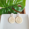 Shop Dominica Earrings - Light Rattan-Lightweight hand-woven light rattan earrings with hypoallergenic posts. Easy, earthy style perfect for everyday wear, travel, and warm-weather outfits.-available at Reef Love online boho-chic boutique