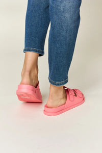 Double Buckle Open Toe Slide Sandals