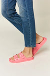 Double Buckle Open Toe Slide Sandals