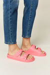 Double Buckle Open Toe Slide Sandals