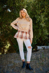 Double Layered Plaid Contrast Sweatshirt-Reef Love