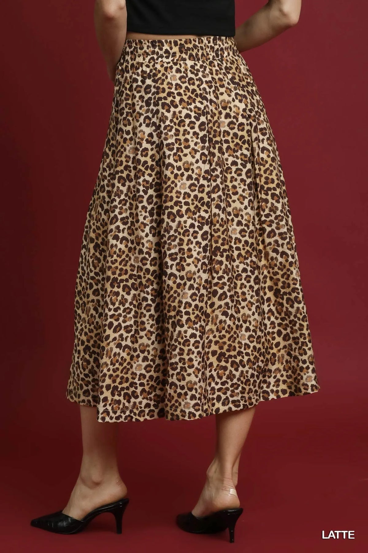 Leopard Midi Skirt, leopard print drawstring midi skirt featuring a flattering A-line style, high waist, everyday glam look