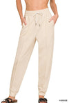 Shop Drawstring Scuba Sweatpants with Pockets-Sleek and comfy drawstring scuba sweatpants with pockets and a relaxed fit. Perfect for elevated loungewear, travel, or casual days out.-available at Reef Love online boho-chic boutique