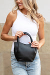 black Mini Bucket Crossbody Vegan Leather Tote
