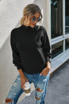 Drop Shoulder Solid Mock Neck Classic Knitted Sweater