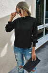 Drop Shoulder Solid Mock Neck Classic Knitted Sweater