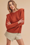 Shop Dulci Square Shoulder Sweater-Elevate your wardrobe with the Dulci Square Shoulder Sweater—bold, textured, and perfect for chic cold-weather layering. Shop now for effortless fall style.-available at Reef Love online boho-chic boutique