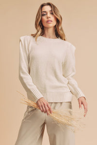 Shop Dulci Square Shoulder Sweater-Elevate your wardrobe with the Dulci Square Shoulder Sweater—bold, textured, and perfect for chic cold-weather layering. Shop now for effortless fall style.-available at Reef Love online boho-chic boutique