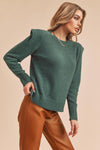 Shop Dulci Square Shoulder Sweater-Elevate your wardrobe with the Dulci Square Shoulder Sweater—bold, textured, and perfect for chic cold-weather layering. Shop now for effortless fall style.-available at Reef Love online boho-chic boutique