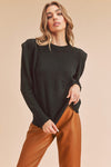 Shop Dulci Square Shoulder Sweater-Elevate your wardrobe with the Dulci Square Shoulder Sweater—bold, textured, and perfect for chic cold-weather layering. Shop now for effortless fall style.-available at Reef Love online boho-chic boutique