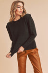 Shop Dulci Square Shoulder Sweater-Elevate your wardrobe with the Dulci Square Shoulder Sweater—bold, textured, and perfect for chic cold-weather layering. Shop now for effortless fall style.-available at Reef Love online boho-chic boutique