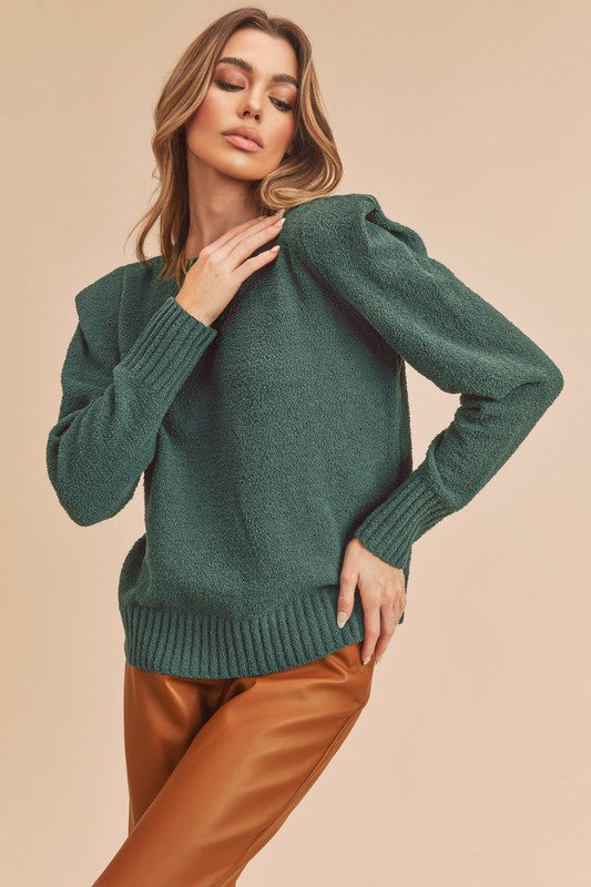 Shop Dulci Square Shoulder Sweater-Elevate your wardrobe with the Dulci Square Shoulder Sweater—bold, textured, and perfect for chic cold-weather layering. Shop now for effortless fall style.-available at Reef Love online boho-chic boutique