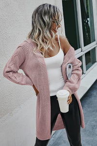 Dusty Rose Knit Cardigan-Dusty rose knit cardigan with open front and cable-knit detail. Soft, comfy layering piece for casual, everyday, and vacation-ready style.-Reef Love