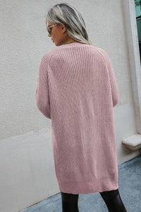 Dusty Rose Knit Cardigan-Dusty rose knit cardigan with open front and cable-knit detail. Soft, comfy layering piece for casual, everyday, and vacation-ready style.-Reef Love