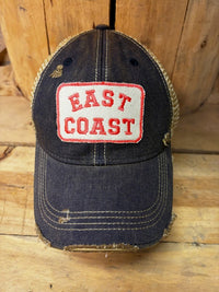East Coast Distressed Snapback Baseball Cap-East Coast Distressed Snapback Baseball Cap. Distressed Headmost Brand Cap. Tan Mesh, Snapback Closure, Embroidered Patch style design, Superior quality cap.