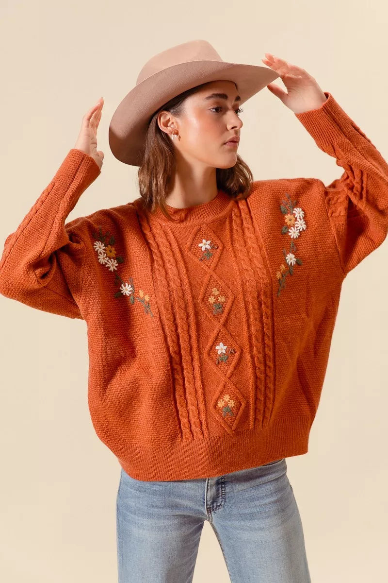 トップス andequal flower cable design knit Ep16 Flower stitch cable #knitting #freepattern #flowerstitch