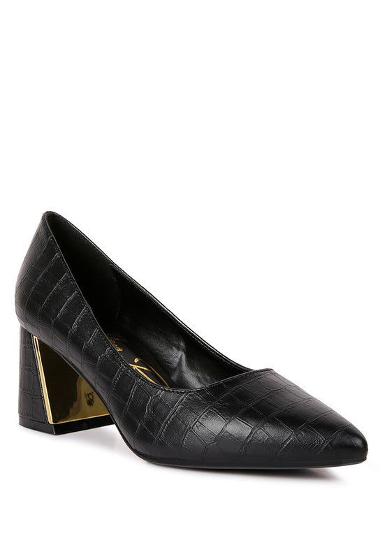 Emersyn Croc Block Heel Pump Shoes- Boho Chic Styles by Reef Love