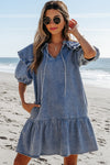 Emory Ruffled Collared Denim Dress