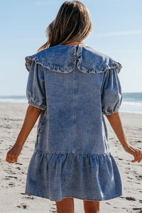 Emory Ruffled Collared Denim Dress