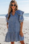 Emory Ruffled Collared Denim Dress