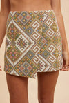 Ethic Woven Jacquard Wrap Mini Skirt