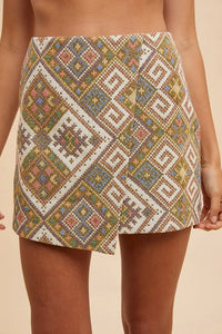 Ethic Woven Jacquard Wrap Mini Skirt