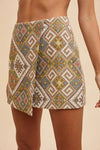 Ethic Woven Jacquard Wrap Mini Skirt