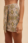 Ethic Woven Jacquard Wrap Mini Skirt