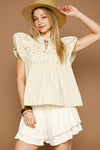 Eyelet Embroidered Ruffle Sleeve Blouse-Blouse-Umgee-Reef Love