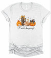 Fall Basics Graphic Tee-Fall Basics Graphic Tee. Cozy Bella + Canvas unisex shirt featuring fall icons: beanie, leopard tumbler, UGG boots & pumpkin. Soft cotton tee perfect for autumn layering.-Reef Love