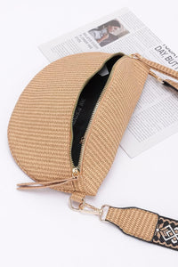 Faux Leather Fanny Pack with Multi Color Strap