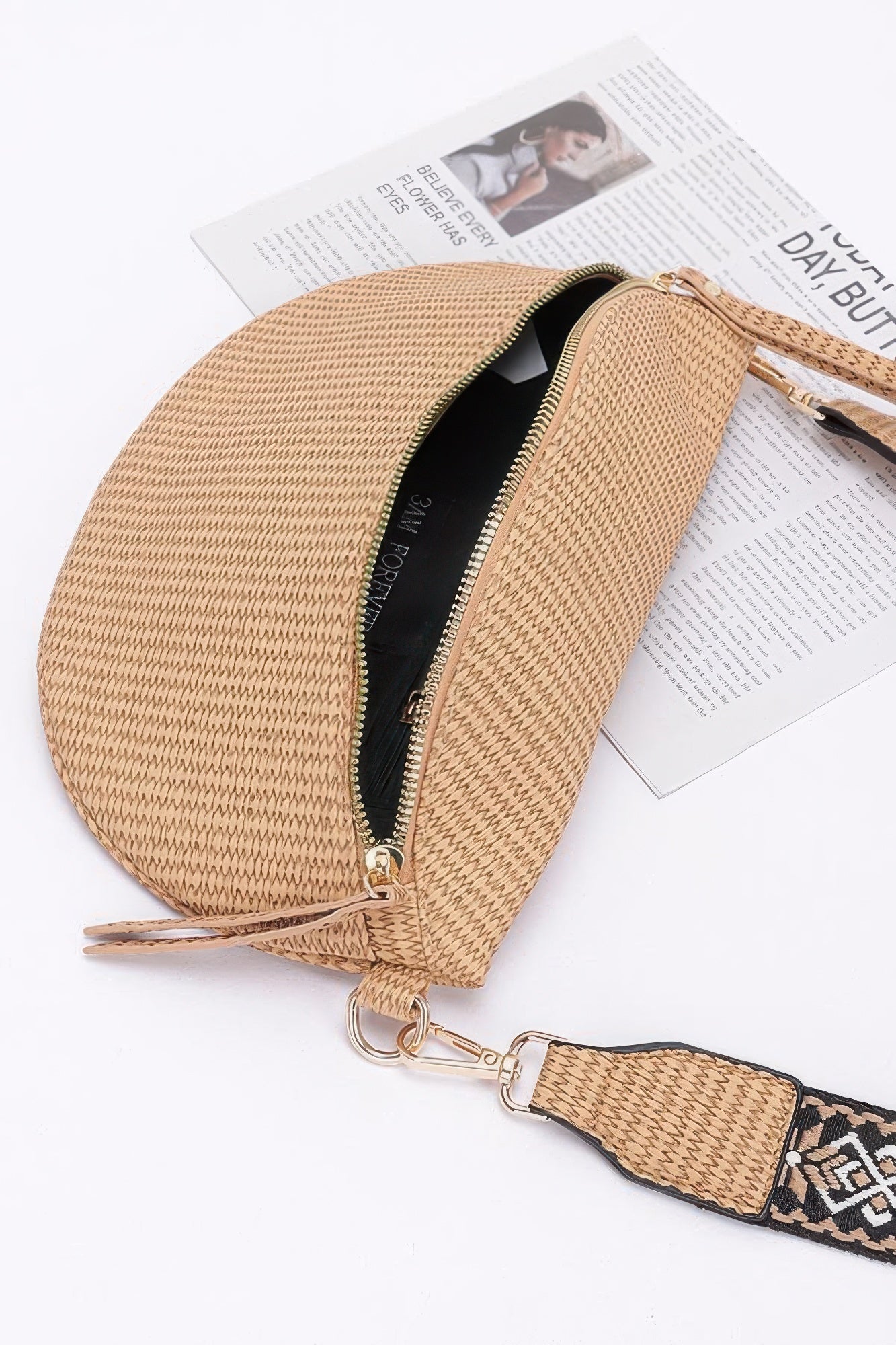 Faux Leather Fanny Pack with Multi Color Strap