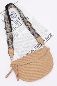 Faux Leather Fanny Pack with Multi Color Strap