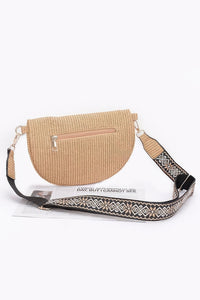 Faux Leather Fanny Pack with Multi Color Strap