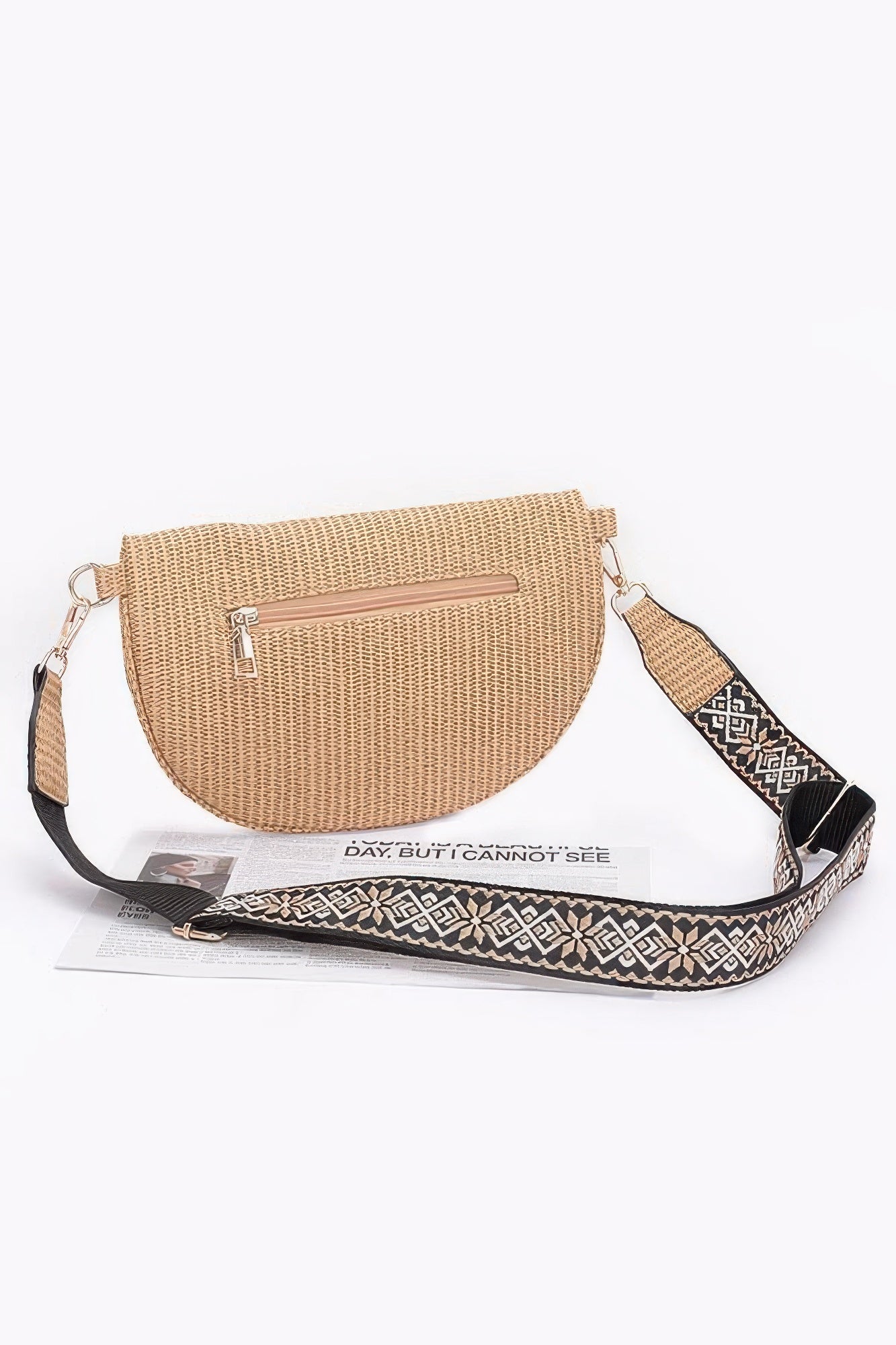 Faux Leather Fanny Pack with Multi Color Strap