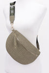 Faux Leather Fanny Pack with Multi Color Strap
