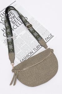 Faux Leather Fanny Pack with Multi Color Strap