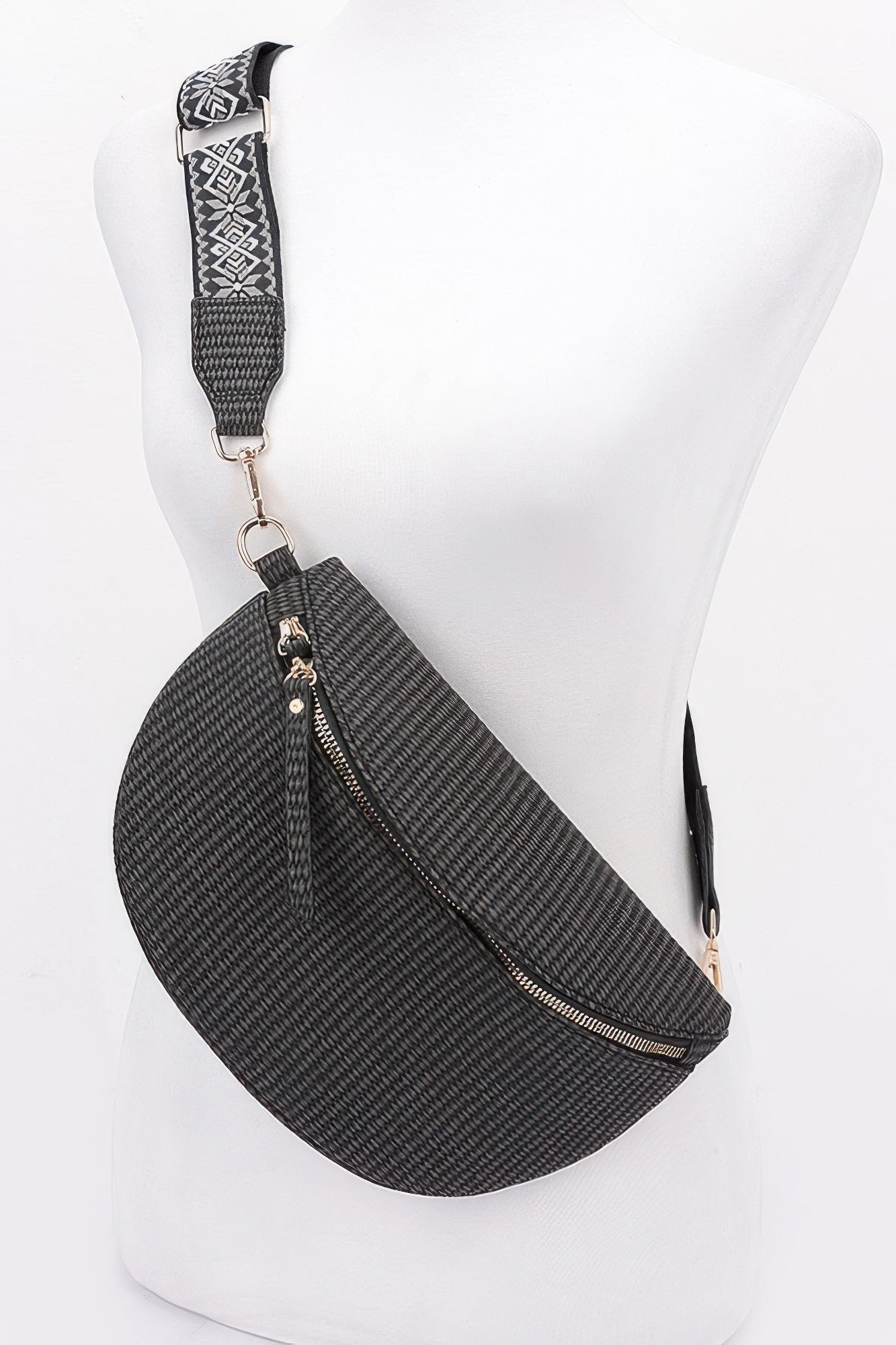 Faux Leather Fanny Pack with Multi Color Strap