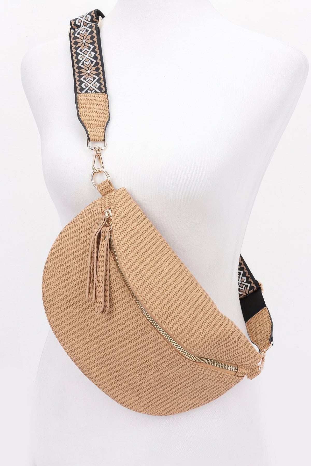 Faux Leather Fanny Pack with Multi Color Strap