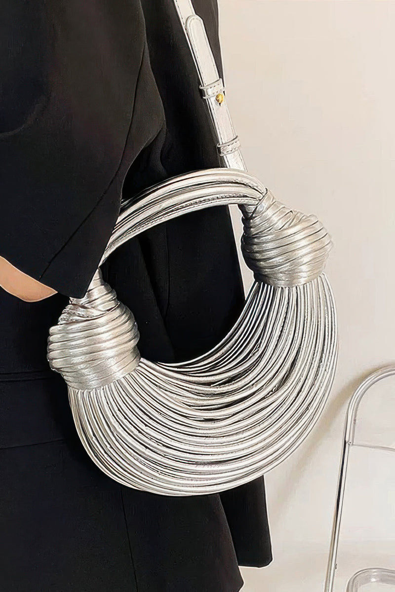 Faux Leather Rope Hobo Bag. Featuring a modern design with faux leather and mixed metal accents