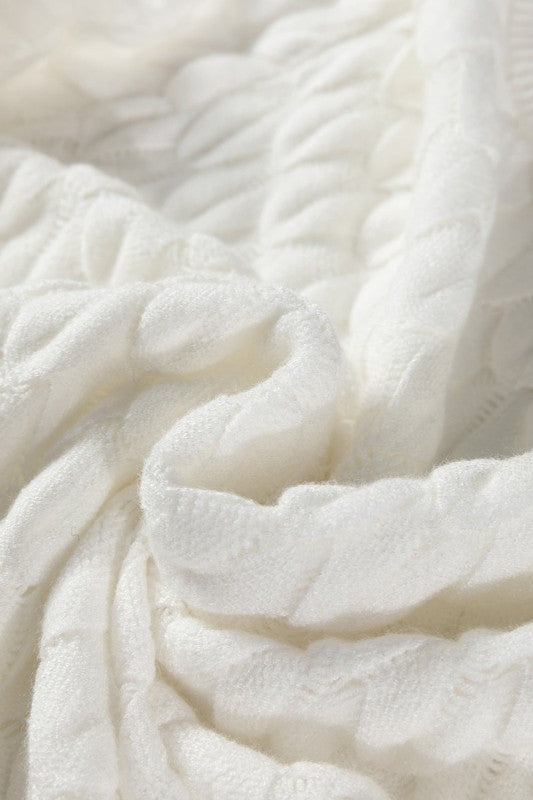 Fish Scale Textured Knit Short Sleeve Sweater- Boho Chic Styles by Reef Love