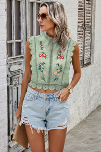 Floral Embroidery Guipure Lace Cropped Blouse-Crochet Lace Top-Reef Love-Reef Love