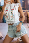 Floral Embroidery Guipure Lace Cropped Blouse-Crochet Lace Top-Reef Love-Reef Love