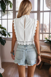 Floral Embroidery Guipure Lace Cropped Blouse-Crochet Lace Top-Reef Love-Reef Love