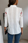 Floral Hollow Out Button Down Long Sleeve Blouse-Blouse-Reef Love-Reef Love