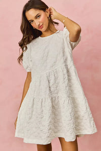 Floral Jacquard Tiered Short Mini Dress- Boho Chic Styles by Reef Love