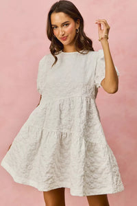 Floral Jacquard Tiered Short Mini Dress- Boho Chic Styles by Reef Love