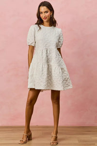 Floral Jacquard Tiered Short Mini Dress- Boho Chic Styles by Reef Love